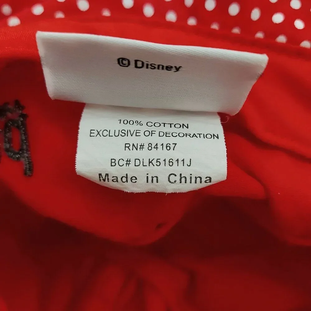Disneyland Parks Bucket Hat Girl One Size Red Polka Dot Minnie Mouse Embroidered